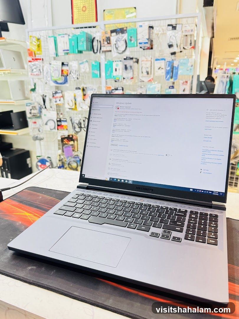 Laptop displaying Windows Update screen