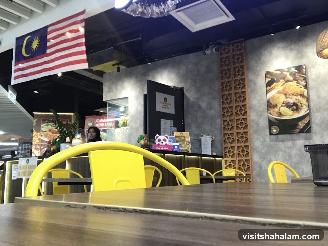 Restaurant Interior with Malaysian Flag