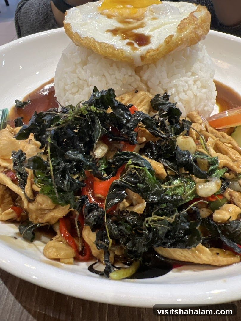 Chicken Basil Stir-fry with Fried Egg