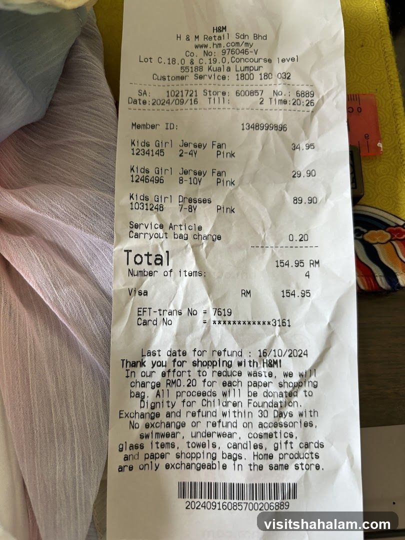 H&M Receipt