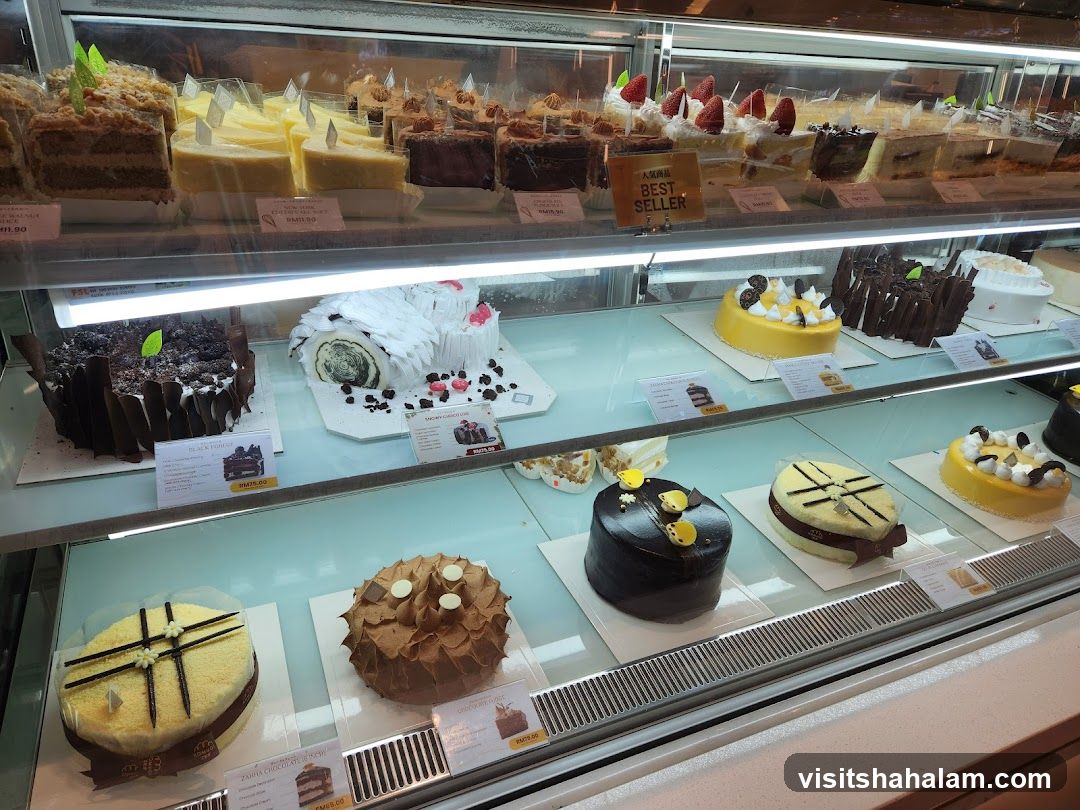 Cakes in a Display Case
