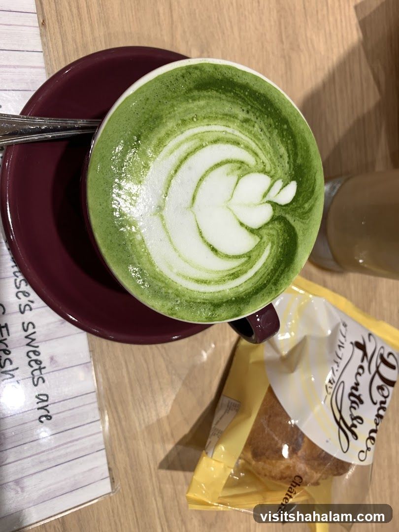 Matcha Latte and Pastry