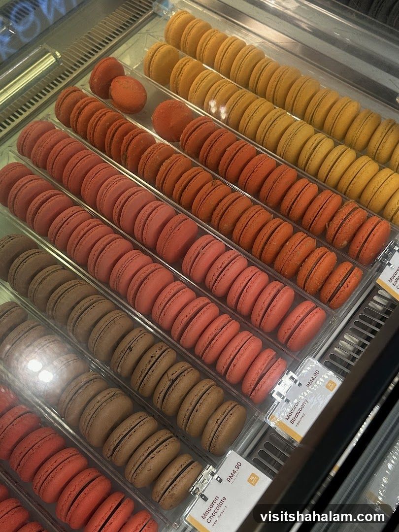 Macarons in a Display Case