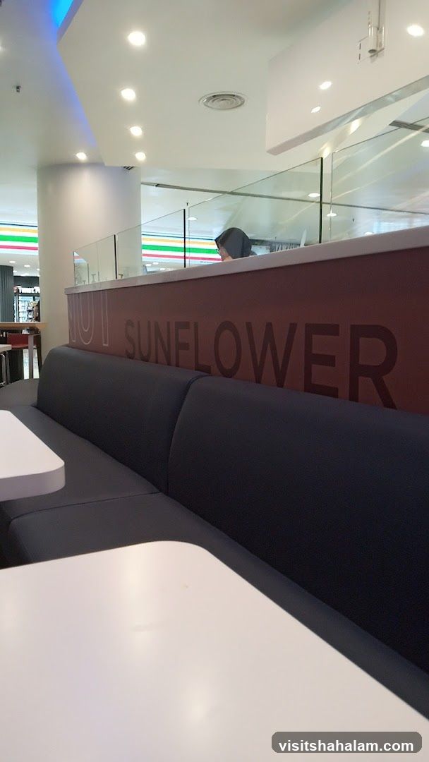 Interior seating area with branding