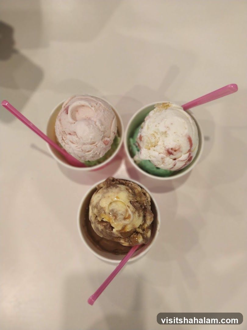 Three cups of ice cream