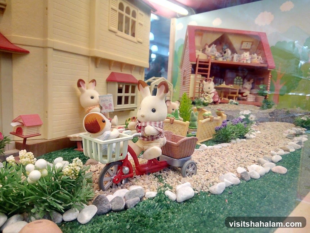 Diorama of a Sylvanian Families scene