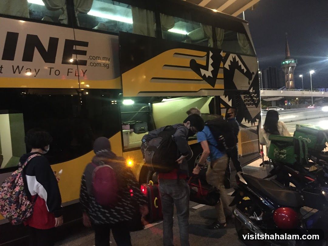 Bus station at night