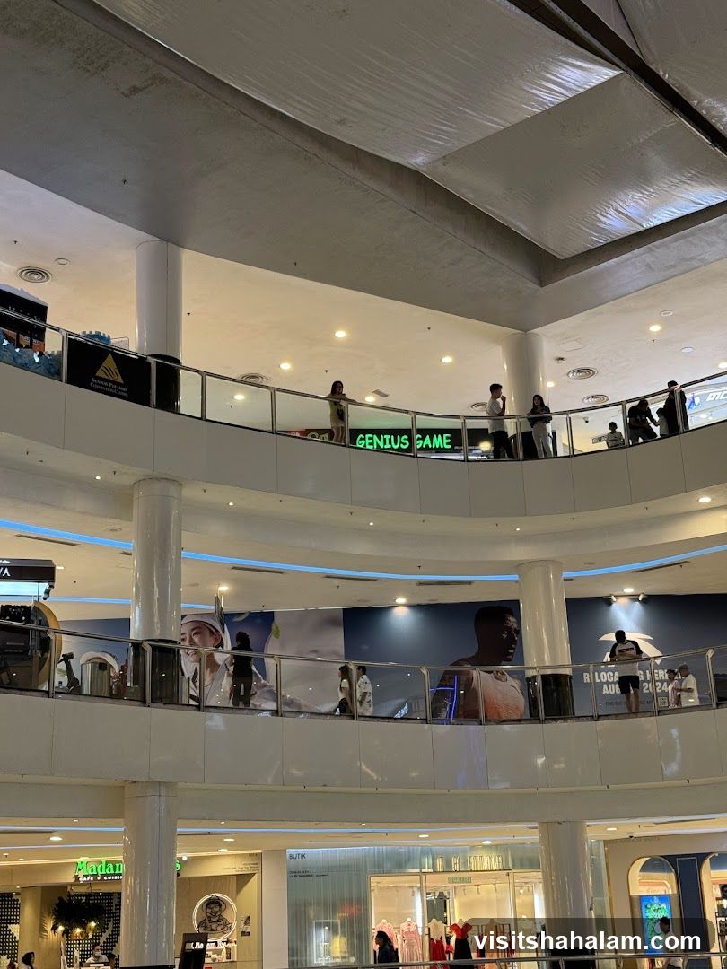 Mall Interior with People and Advertisements