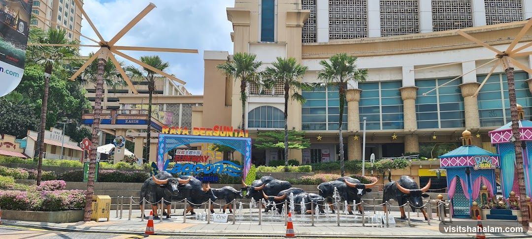 Outdoor Festive Display with Buffalo Sculptures