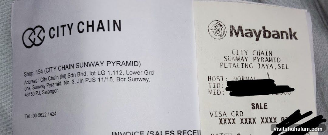 City Chain Receipt