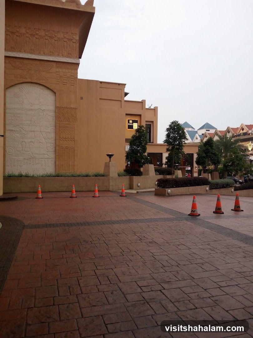 Outdoor Plaza with Egyptian-Themed Architecture