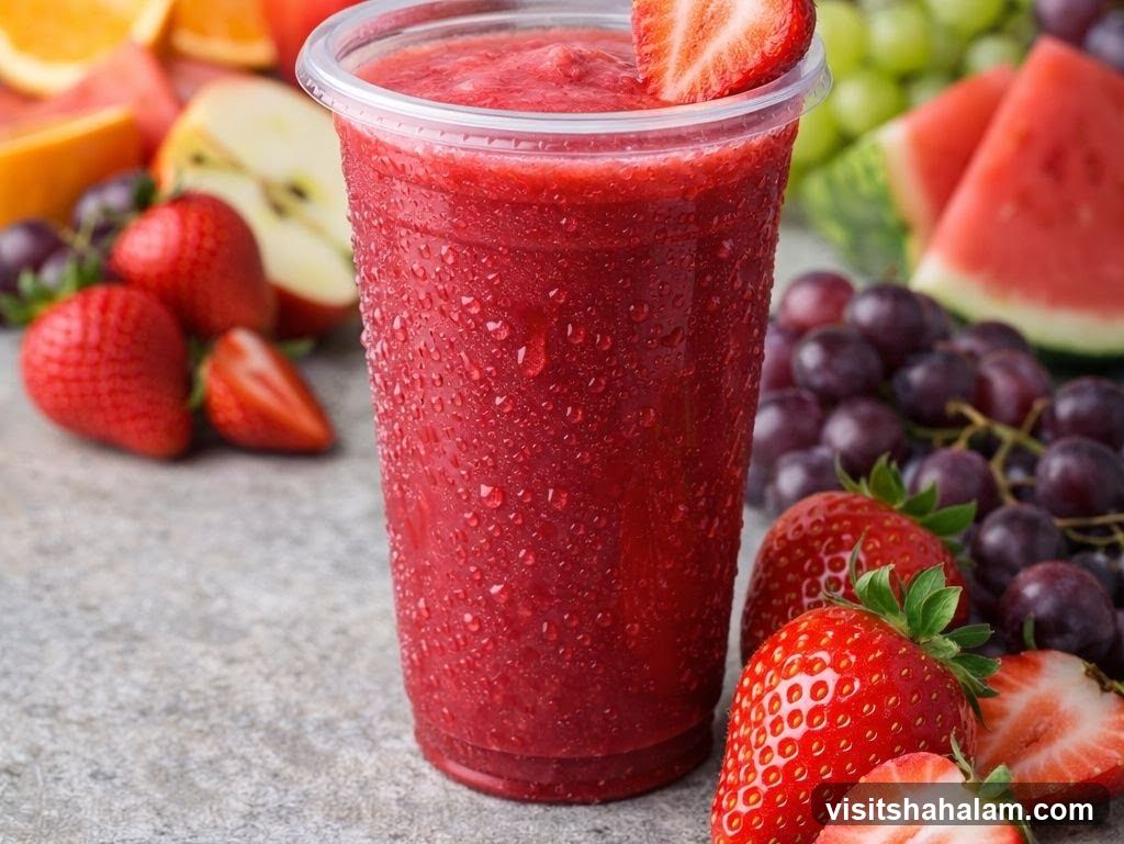 Strawberry Smoothie with Fresh Fruit