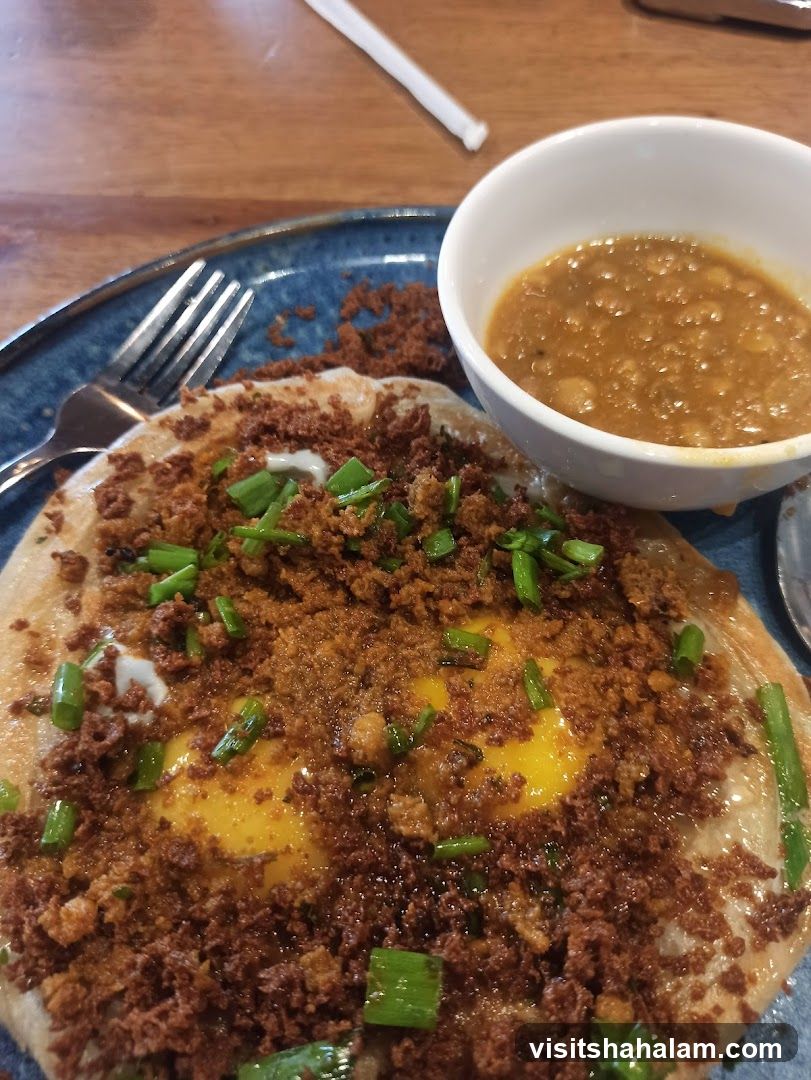 Savory Flatbread with Egg and Side of Lentils