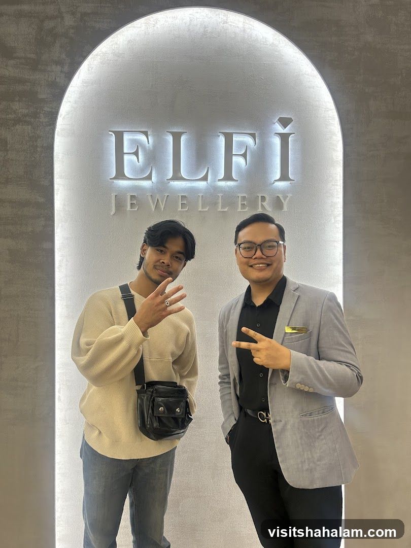 Two men in front of a jewellery store sign