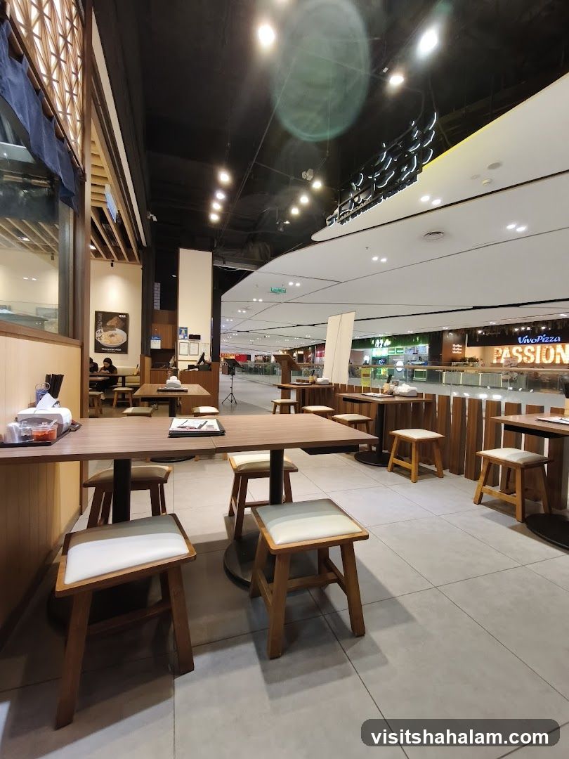 Restaurant Interior with Tables and Stools