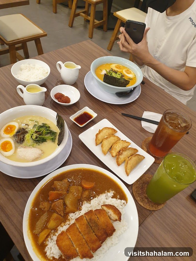 Table with Japanese Food and Drinks