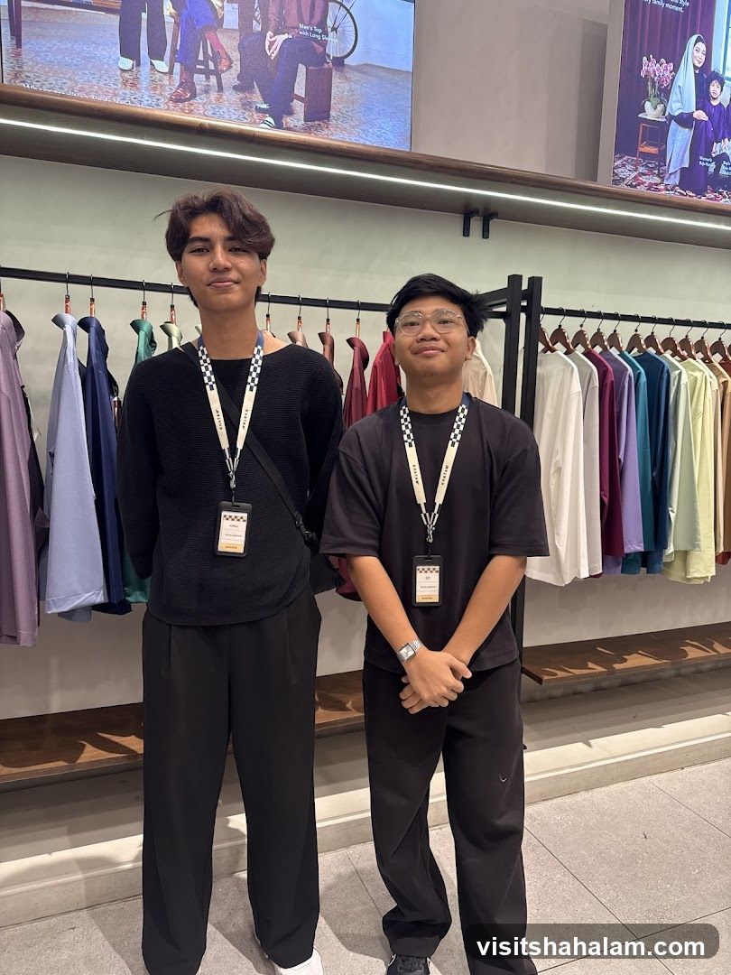 Two young men in a clothing store