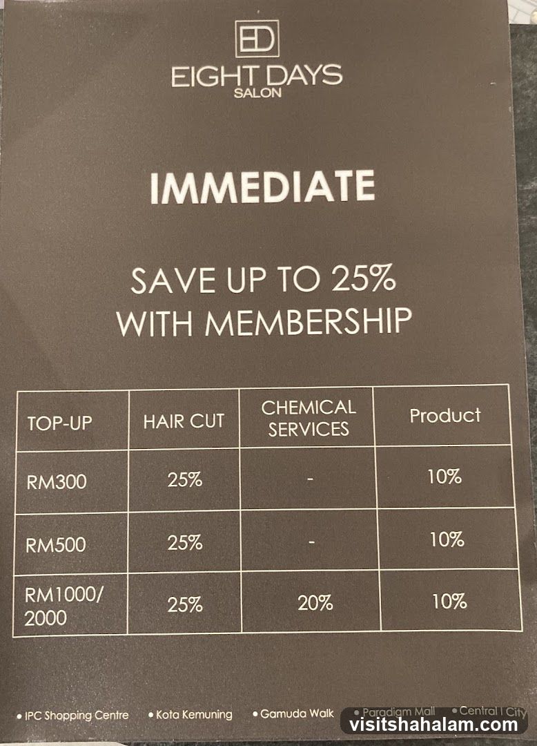 Eight Days Salon Membership Offer