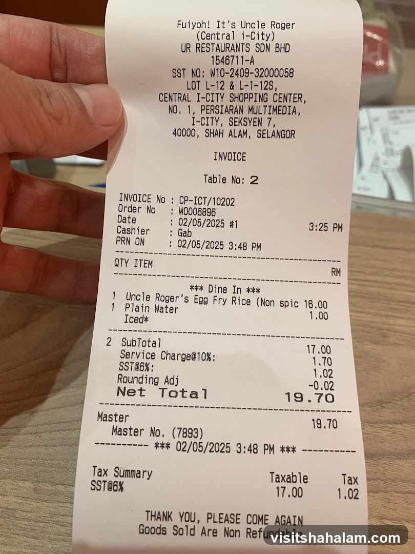 Restaurant Receipt