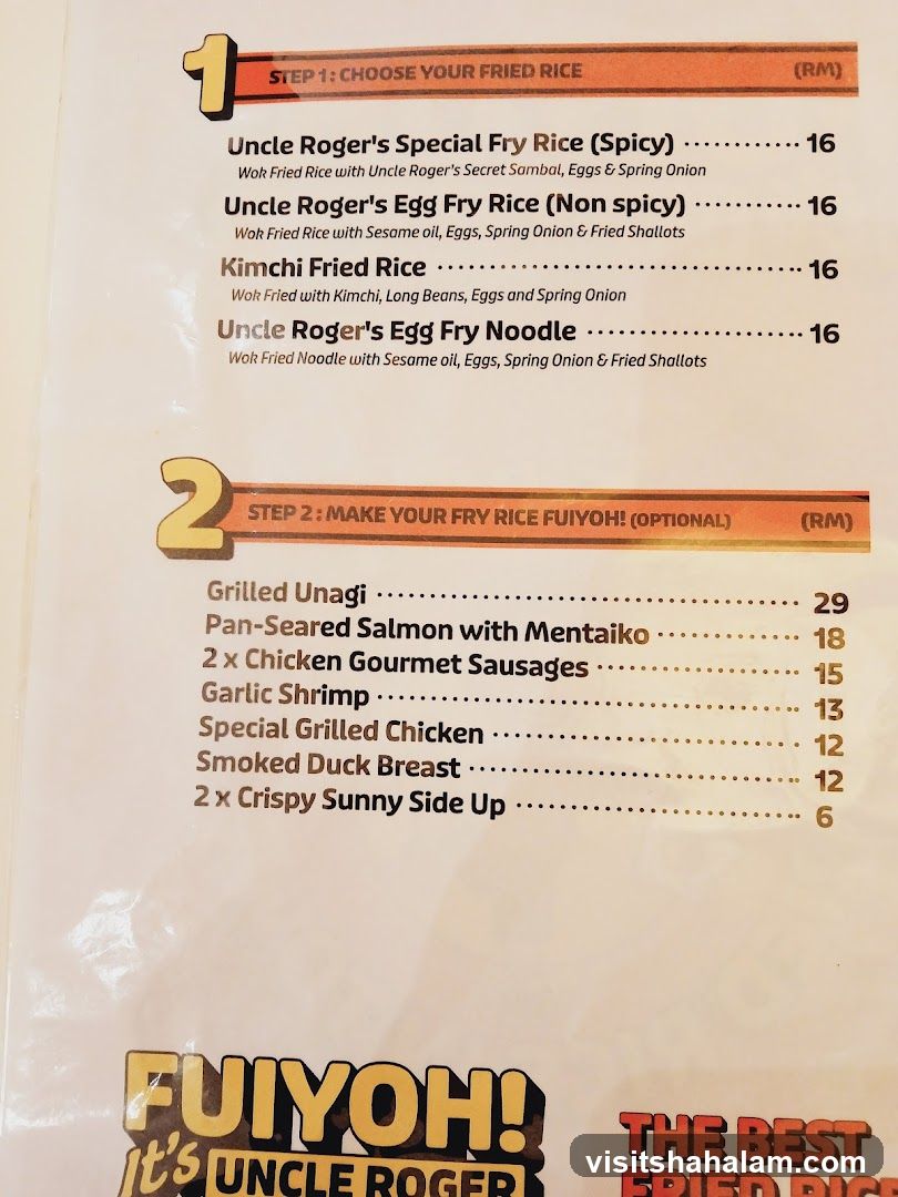 Uncle Roger's Menu