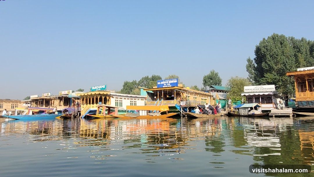 Houseboats on a lake