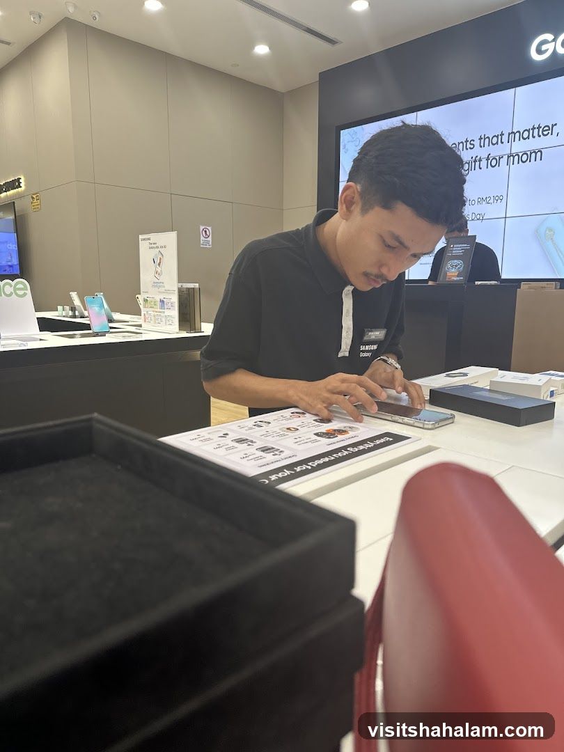 Salesperson assisting customer
