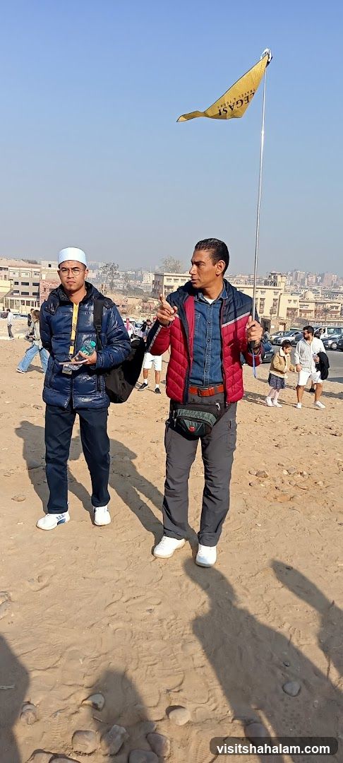 Tourists with a flag