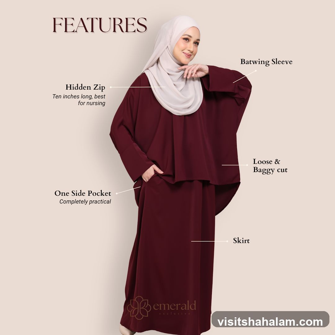 Features of a maroon outfit
