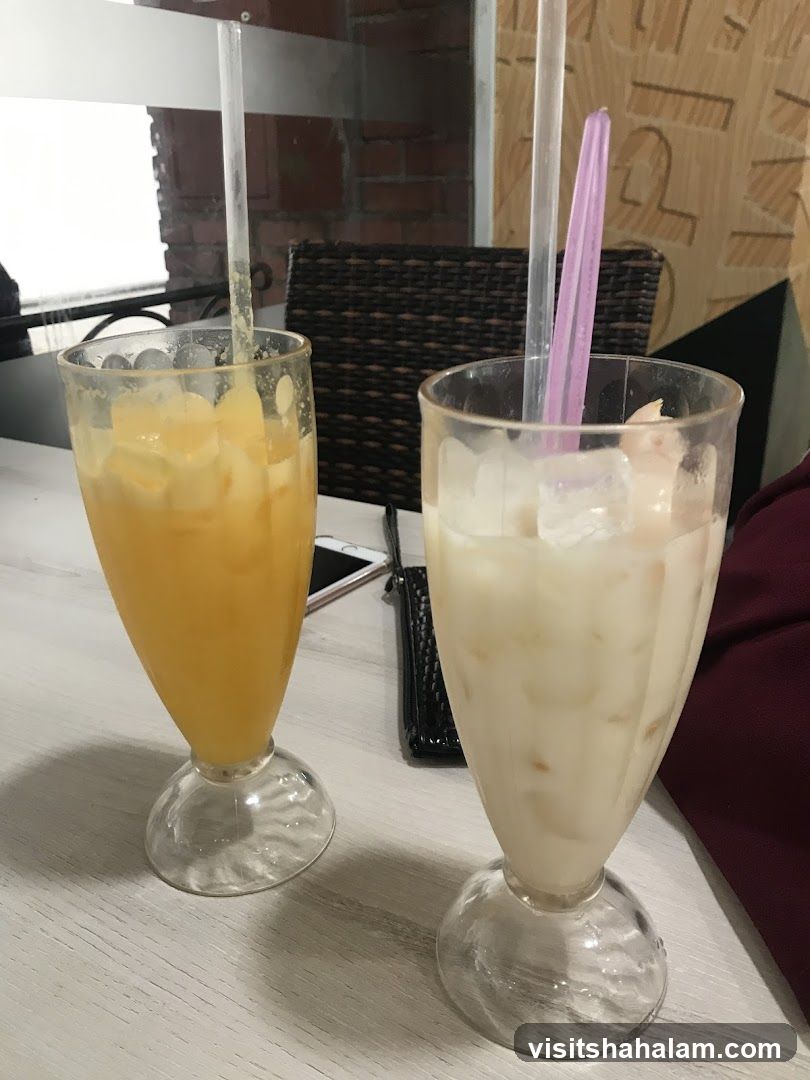 Two drinks on a table