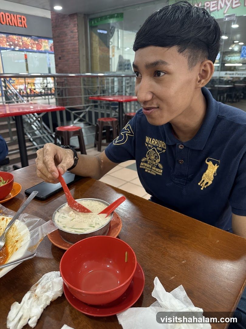 Man eating dessert