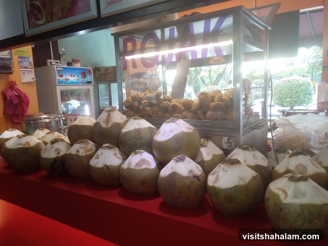 Coconuts and Fried Food Display