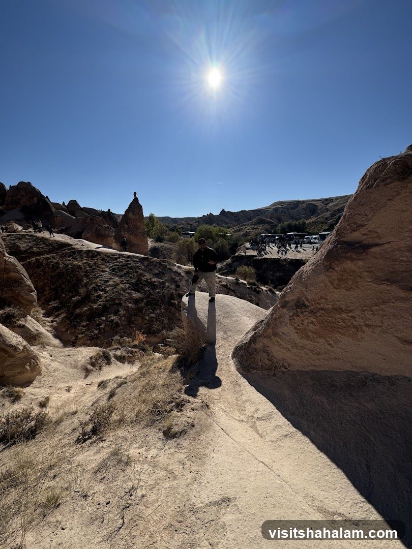 Tourists in a rocky landscape