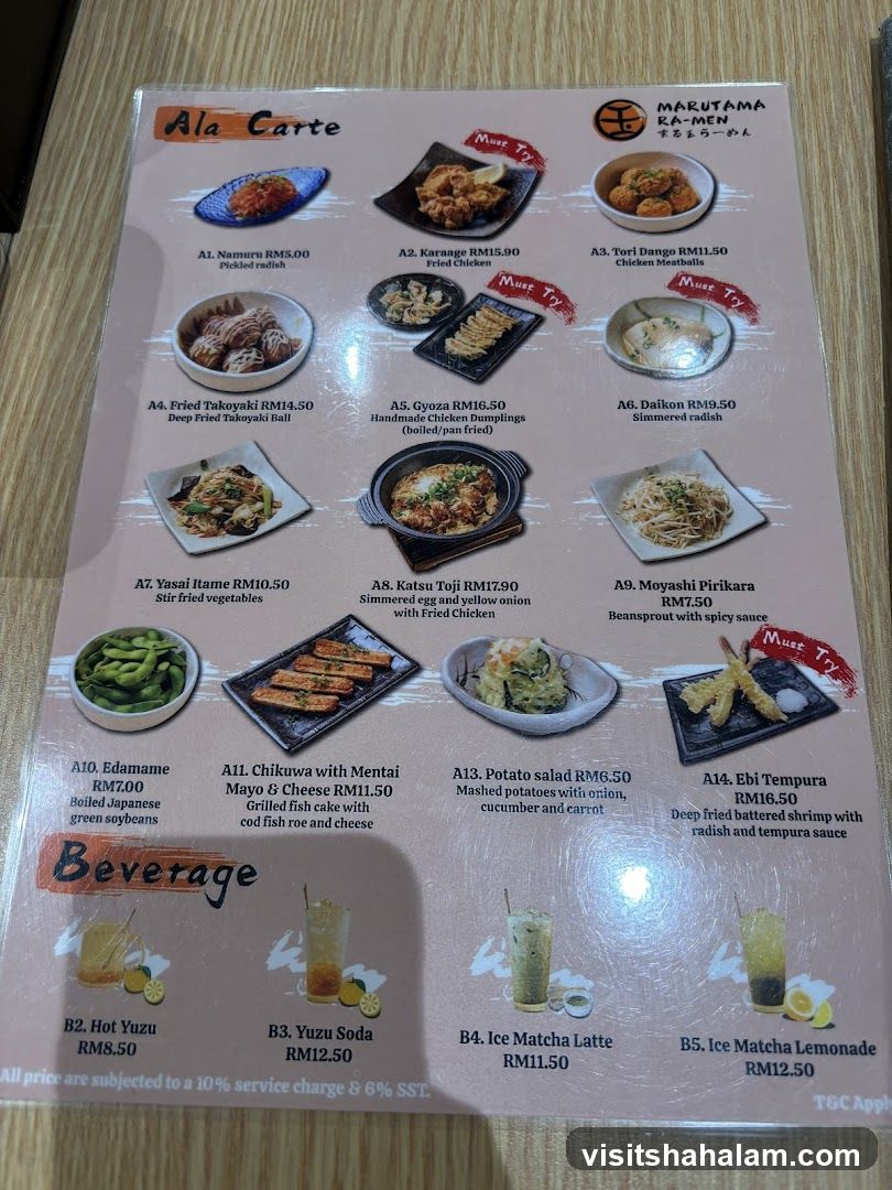 Marutama Ra-Men Ala Carte Menu