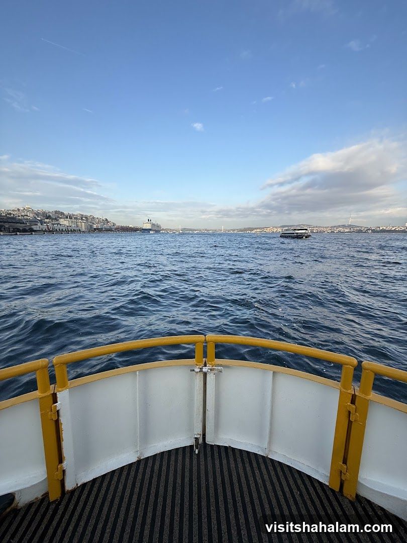 Ferry Ride with Cityscape and Bridge