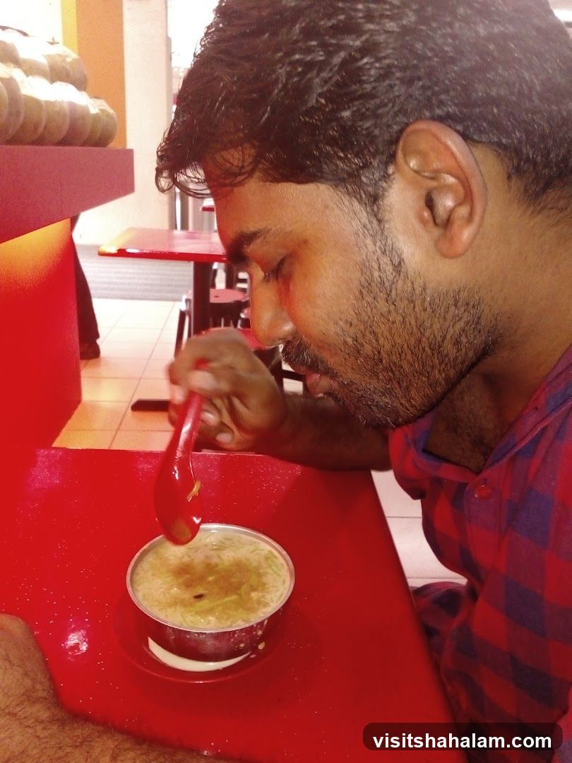 Man eating dessert