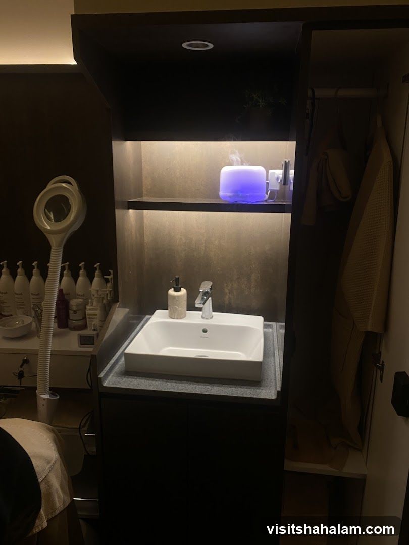 Spa Room Sink and Storage
