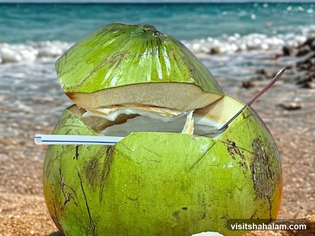 Fresh Coconut Drink on Beach