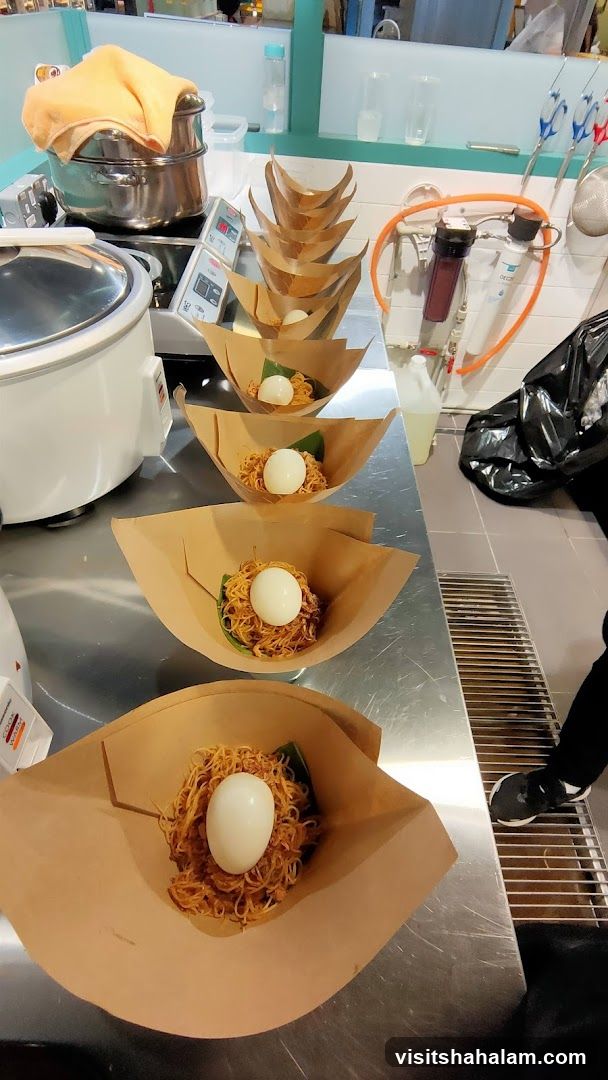 Noodles and Eggs Prepared for Serving