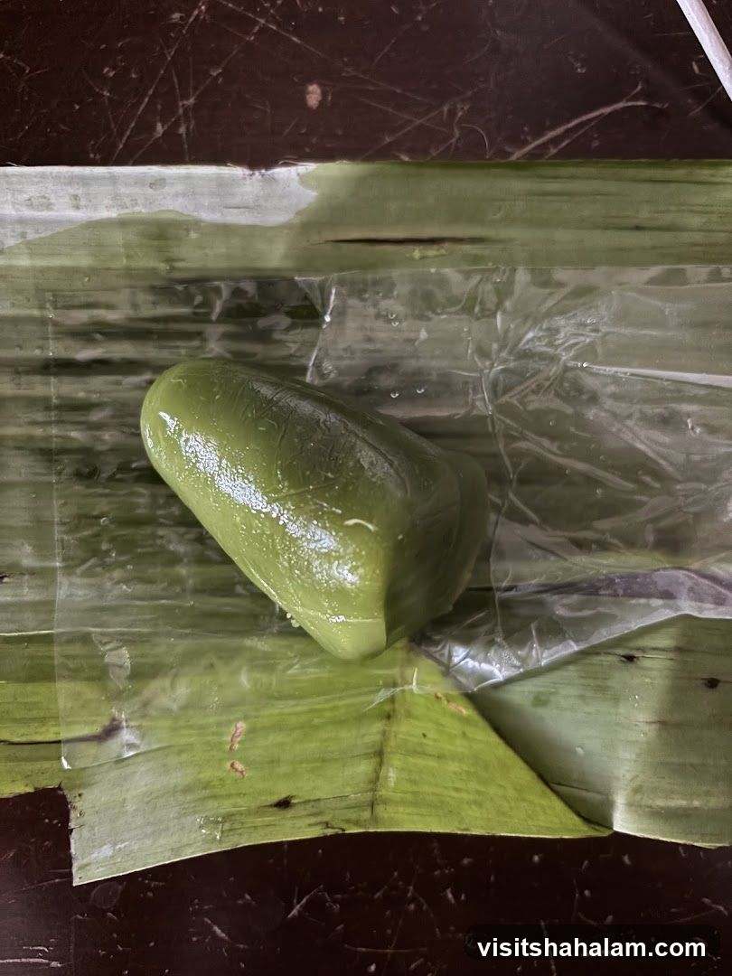 Green Dessert Wrapped in Banana Leaf