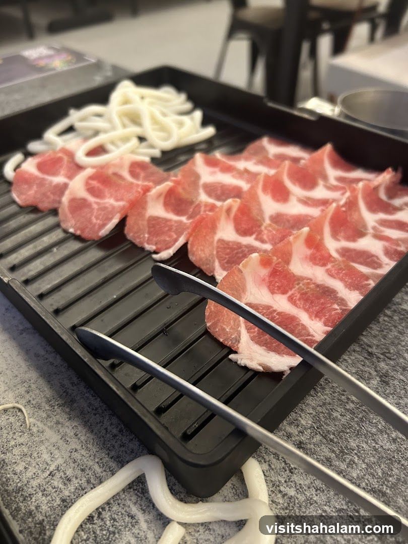Thinly Sliced Pork and Udon Noodles