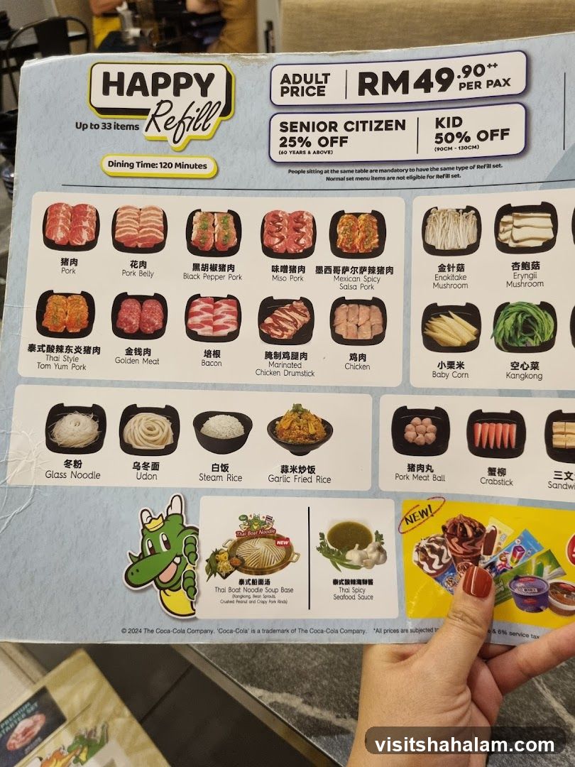 Happy Refill Menu