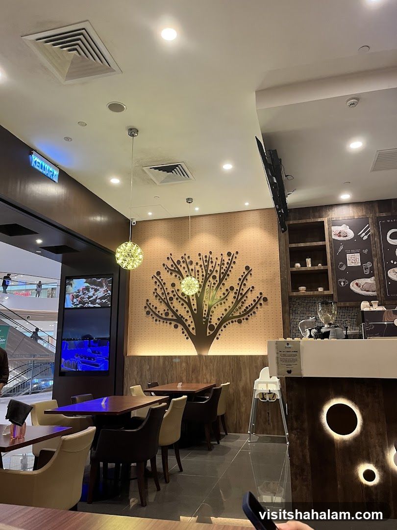 Cafe Interior with Tree Decor