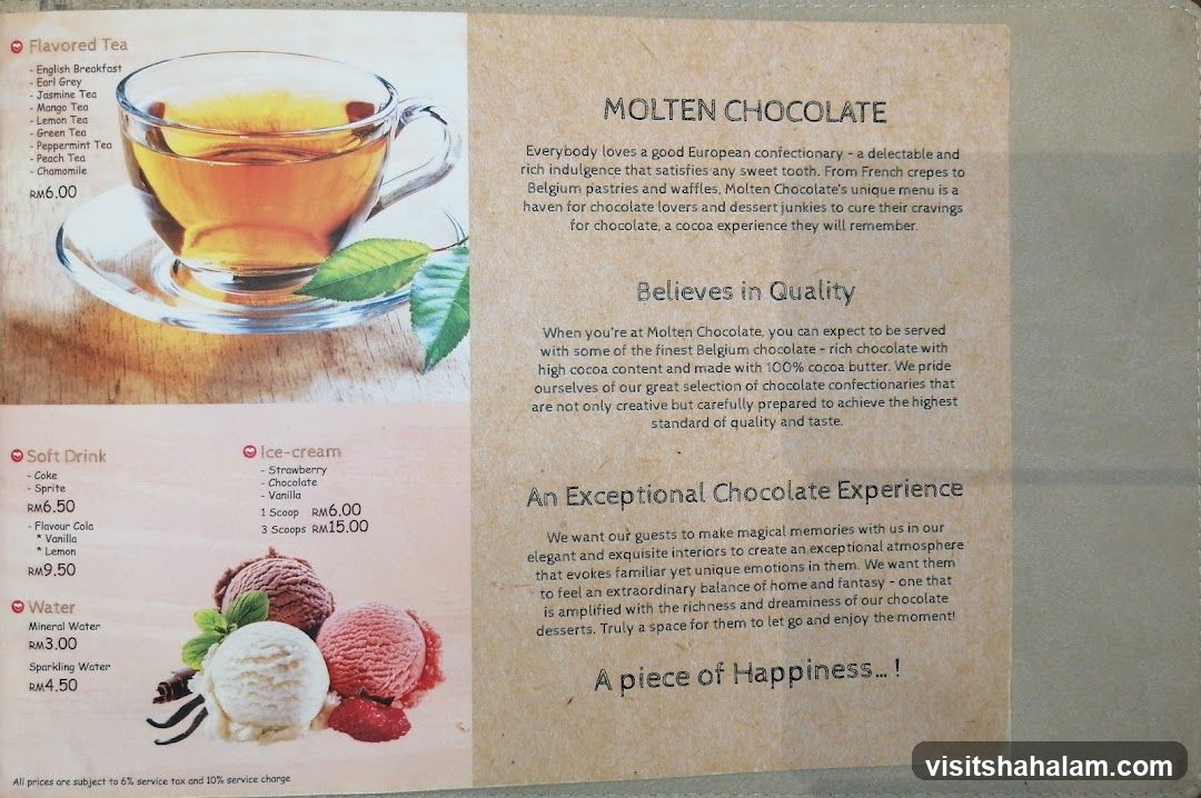 Molten Chocolate Menu