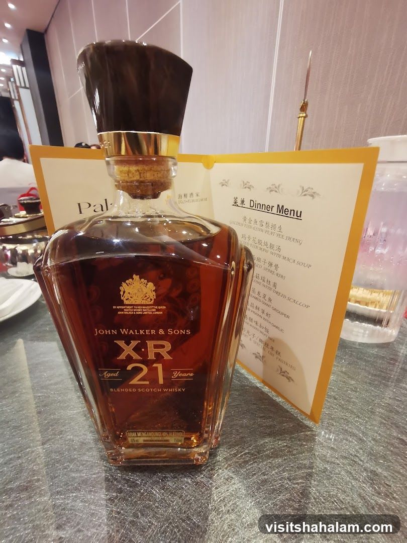 Whisky bottle and menu