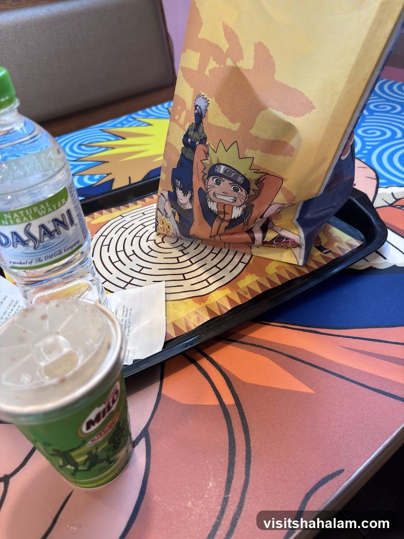 Naruto themed food packaging and drink