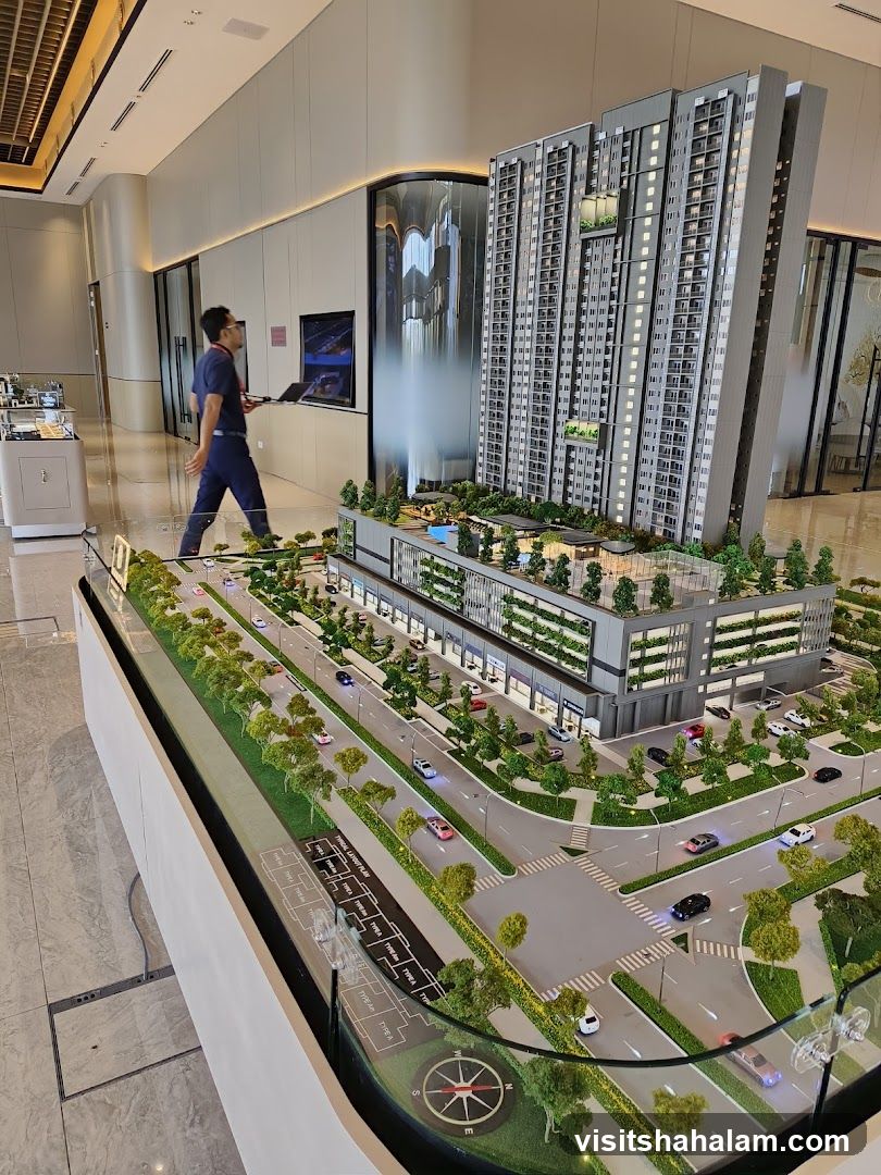 Architectural Model of a Skyscraper and Commercial Complex