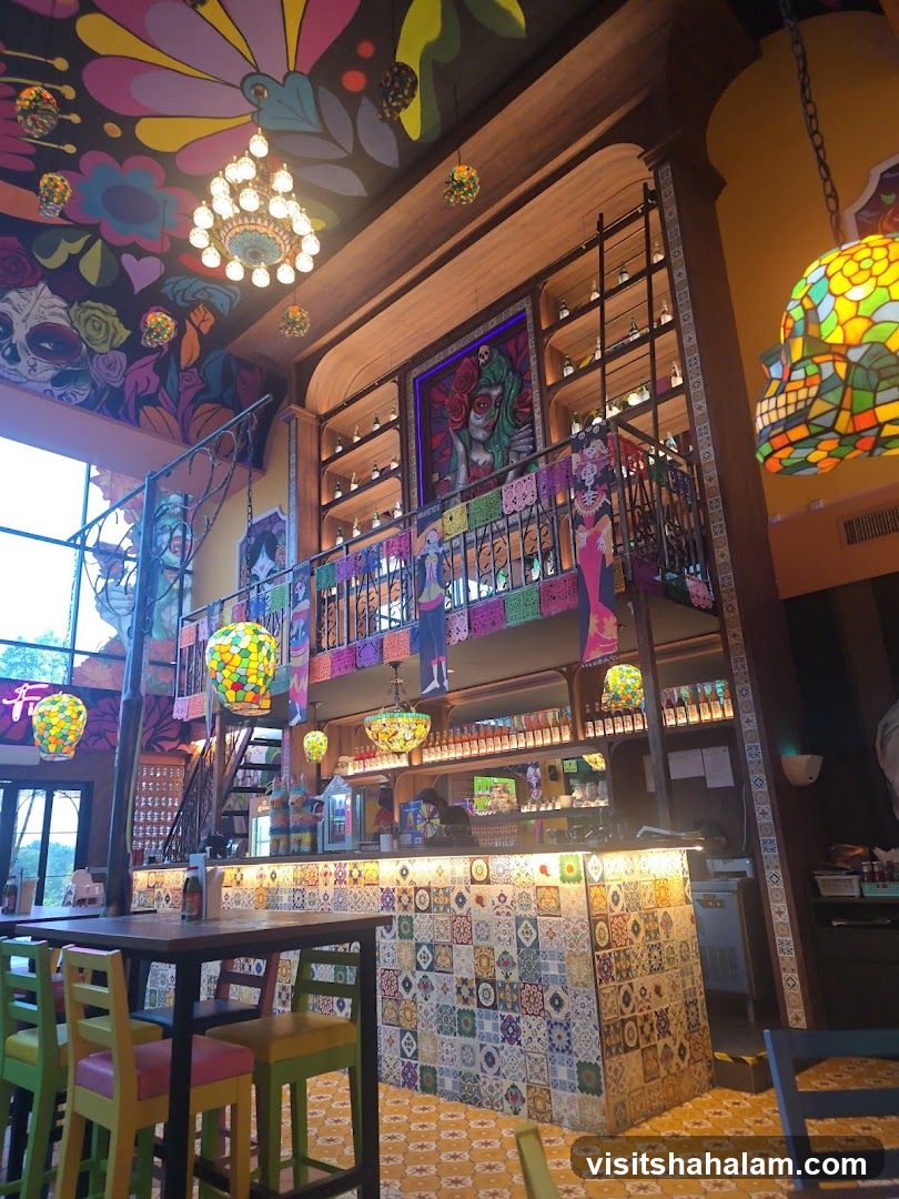 Vibrant Bar Interior with Festive Decor