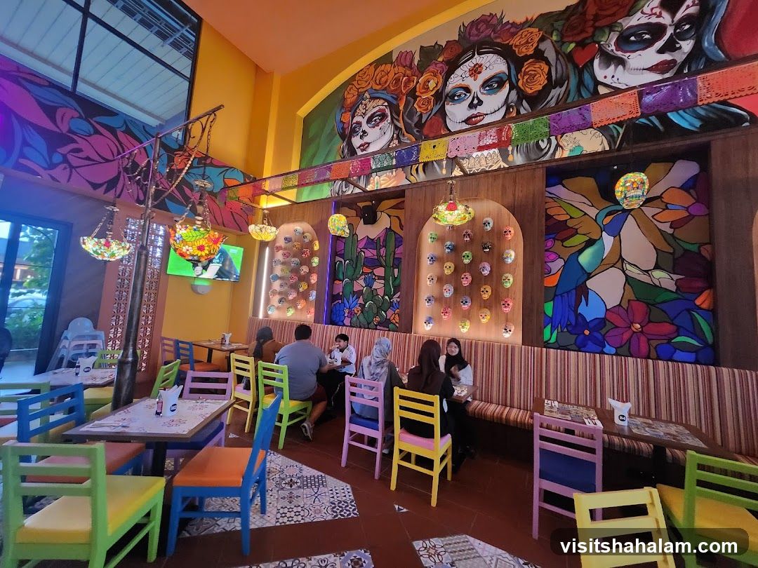 Vibrant Restaurant Interior with Day of the Dead Decor