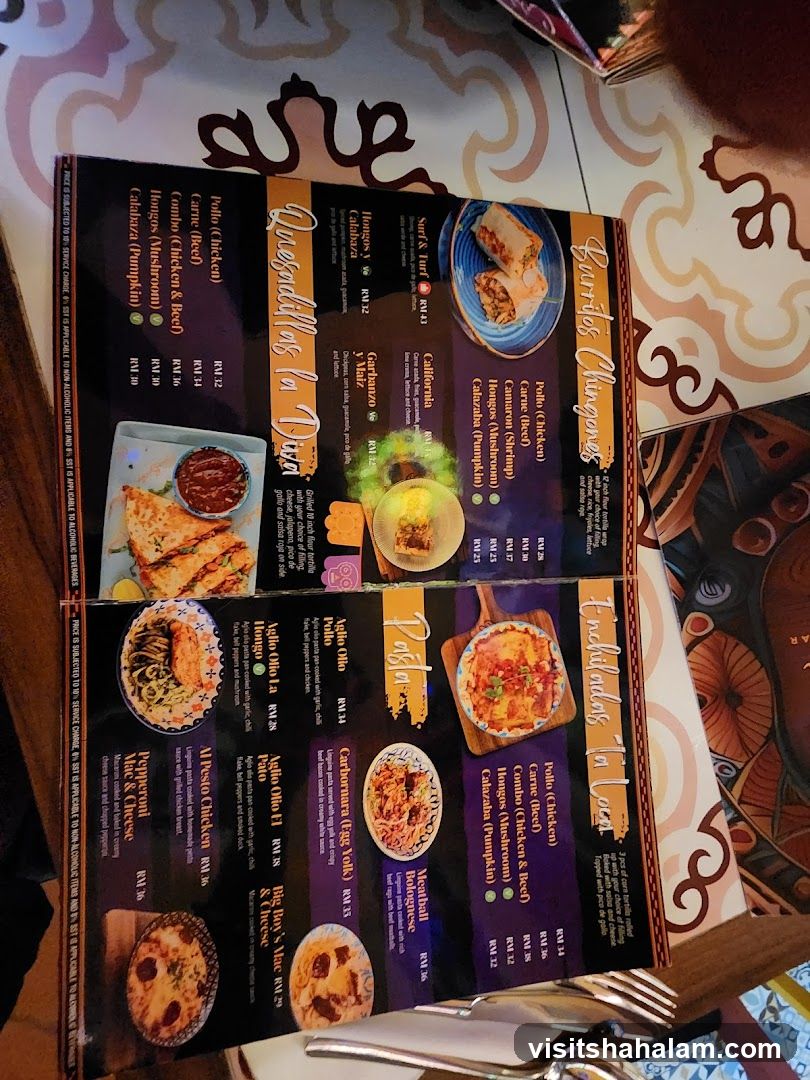 Burritos Chingones, Enchiladas Ta Loca, Quesadillas la Divi, Pasta