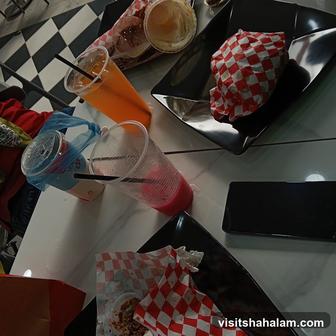 Table with food and drinks